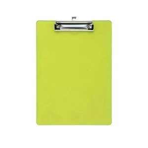 Image of 5 Star Office Clipboard Solid Plastic Durable with Rounded Corners A4 Lime Green