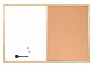 image of Bi-Office Wood Frame CorkDrywipe Board 600x400mm MX03001010