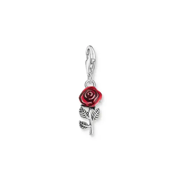 Thomas Sabo Charm Club Charmista Sterling Silver Enamel Red Rose Charm