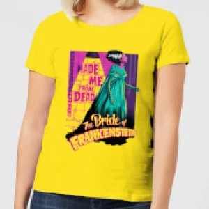 Image of Universal Monsters Retro Bride Of Frankenstein Womens T-Shirt - Yellow - L - Yellow