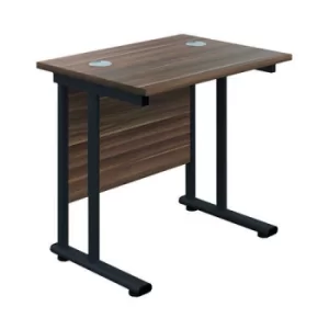 image of Jemini Rectangular Double Upright Cantilever Desk 800x600x730mm Dark Walnut/Black KF820321