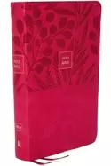 Image of nkjv end of verse reference bible compact leathersoft pink red letter comfo