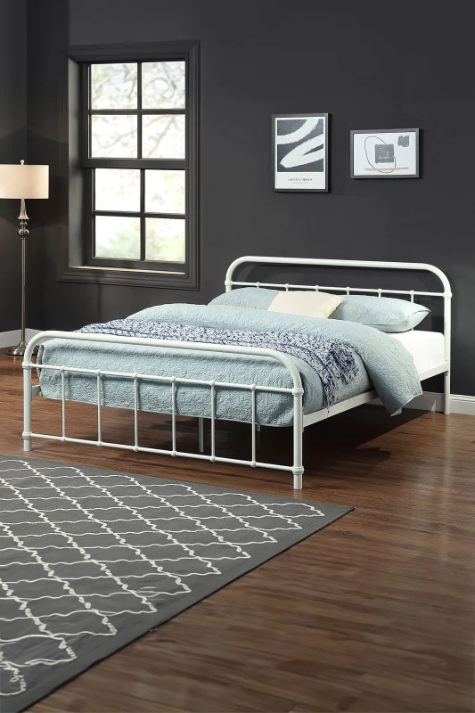 Image of SlumberWorx Tewin Vintage Hospital Style White Small Double Metal Bed Frame