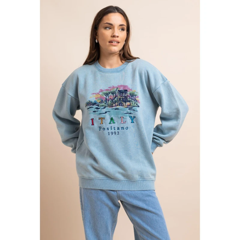 Image of Daisy Street Daisy Embr Sweat - Blue Blue 8