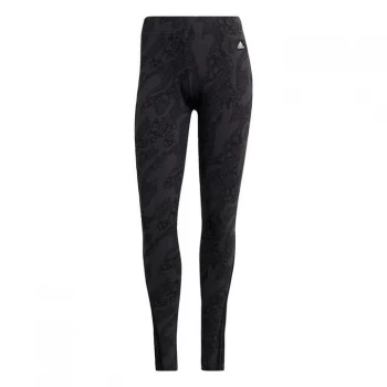 image of adidas Sportswear Future Icons Animal-Print Leggin - Carbon / Black / Black