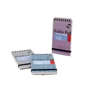 image of Pukka Pad Ruled Wirebound Pocket Notebook 100 Pages A7 Metallic Pack