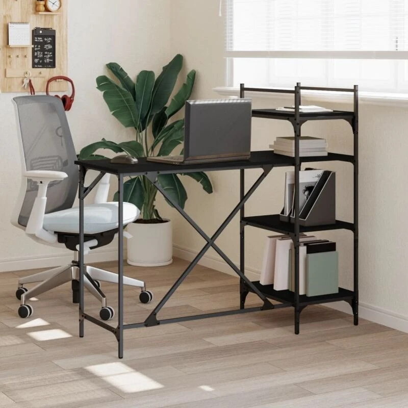 Image of VIDAXL Computer Desk with Shelves Black 120x47x109cm Vidaxl 8721012045477