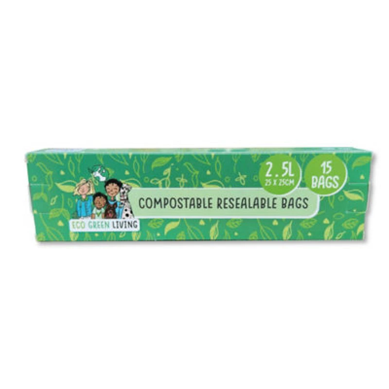 Image of Eco Green Living Compostable Resealable Food Bags 2.5L