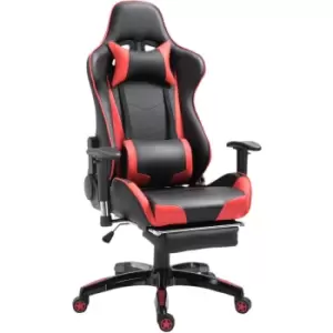 Image of High Back Gaming Chair pu Leather Computer Chair with Footrest, Red - Red - Homcom