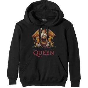 Image of Queen - Classic Crest Unisex Small Pullover Hoodie - Black