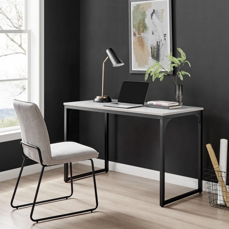 Image of FurnitureboxUK FurnitureboxUK Kendrick 120cm Melamine Coated Home Office Computer Desk with Black Legs in Grey Grey One Size Unisex 5056542692154