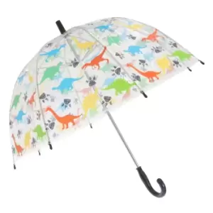 image of X-Brella Childrens/Kids Transparent Dinosaur Themed Stick Umbrella (Kids) (Multicoloured)