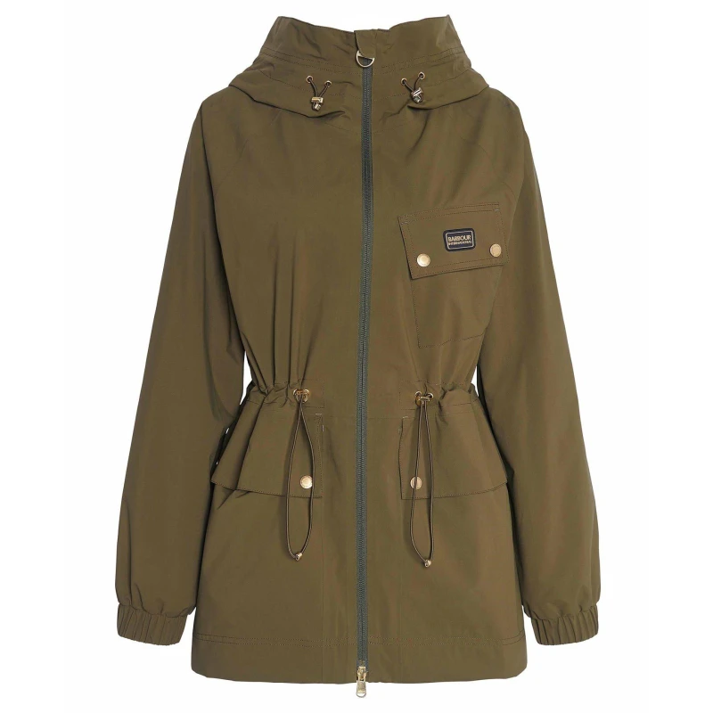 Image of Barbour International Womens Alicia Waterproof Long Sleeve Rain Anorak Empire Green female 8 (XS)