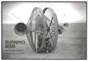 Image of burning man art in the desert