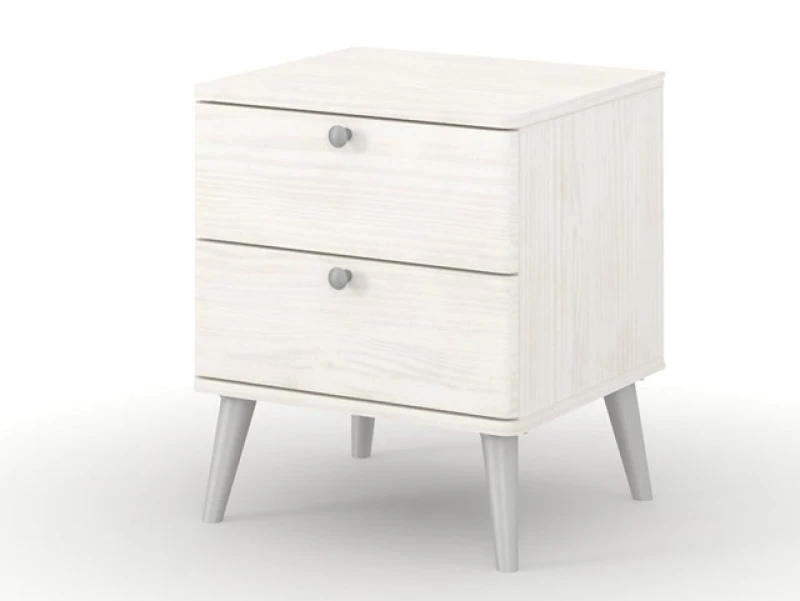 Image of Core Augusta Curve White 2 Drawer Bedside Table