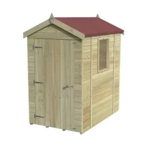 image of Forest Garden Timberdale 6X4 Apex Pressure Treated Tongue & Groove Solid Wood Shed With Floor (Base Included) - Assembly Service Included