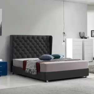 Image of Ondra Upholstered Beds - Plush Velvet, King Size Frame, Black - Black