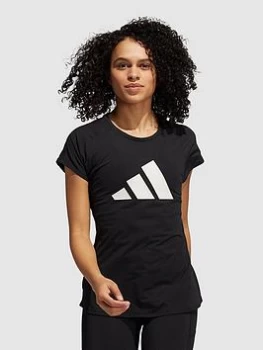 Image of adidas 3 Bar T-Shirt - Black/White, Size L, Women