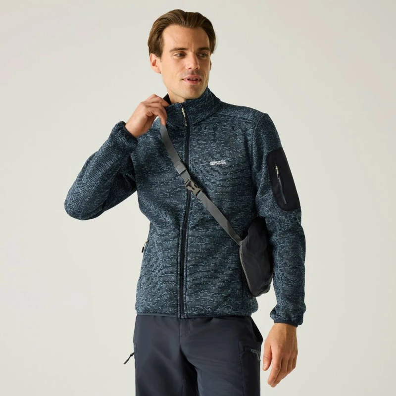 Image of Regatta Mens Newhill Insulating Stretch Full Zip Fleece in Mid Blue Size: Medium Mid Blue Male M