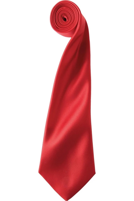 Image of Premier Premier Men Plain Satin Tie (Narrow Blade) in Red Red One Size Male 5055805451927