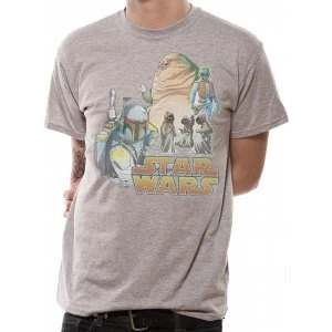 Image of Star Wars - Rotj Montage Mens Small T-Shirt - Grey