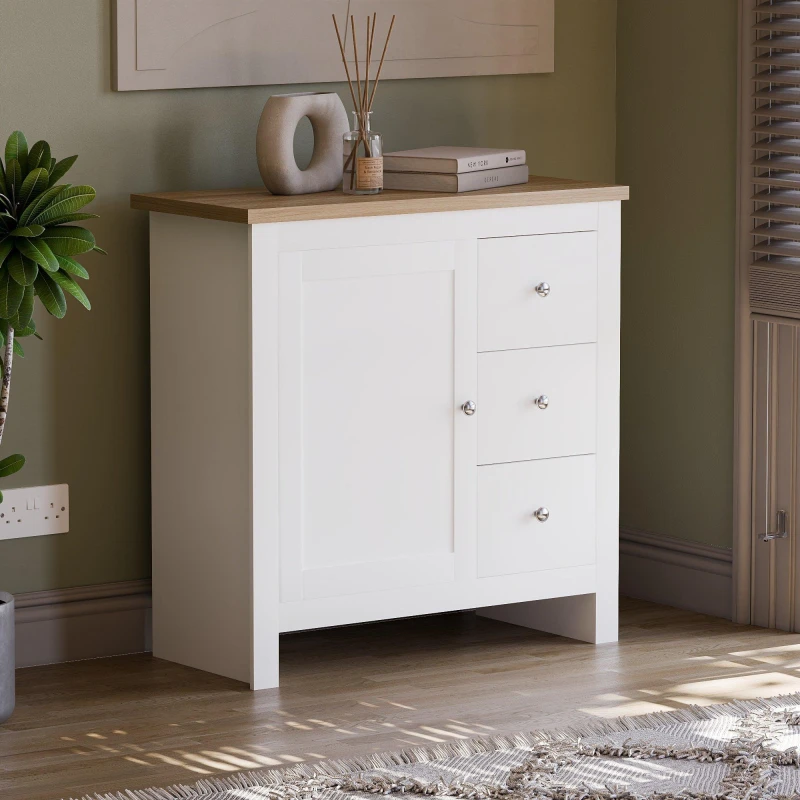 Image of Lassic Vida Designs Arlington 3 Drawer 1 Door Sideboard White unisex One Size