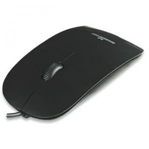 Image of Manhattan Silhouette Sculpted USB Wired Mouse Black 1000dpi USB-A Optical Lightweight Flat Three Button with Scroll Wheel Blister