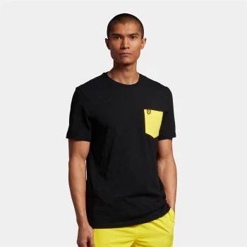 Image of Mens Contrast Pocket T-Shirt - Jet Black/Sunshine Yellow - S