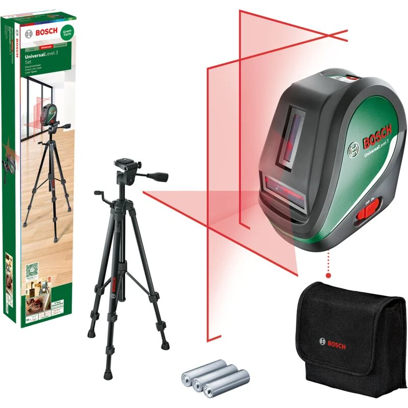 Image of Bosch UNIVERSALLEVEL 3 Cross Line Laser Level Tripod Set 0603663905
