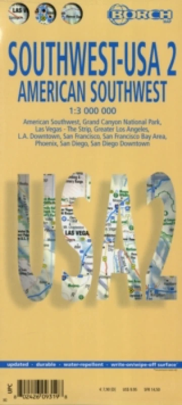 Image of USA Southwest - American Southwest, Borch Map : Southwest USA, American Southwest, Grand Canyon National Park, Las Vegas - The Strip, Greater Los Ange