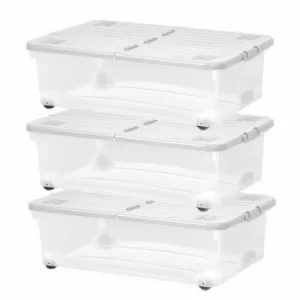 image of Wham 32 Litre Box with Wheels and Folding Lid Pack of 3