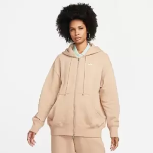 Image of Nike W Nsw Phoenix Fleece Fullzip Oversized Hoody, Hemp/Sail, Female, Hoodies, DQ5758-200