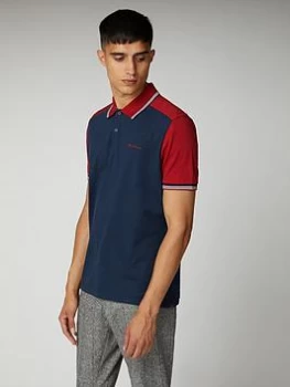 Image of Ben Sherman Cut And Sew Block Polo- Dark Navy Size M Men