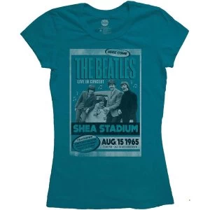 Image of The Beatles - Shea Stadium 1965 Womens Medium T-Shirt - Green,Blue