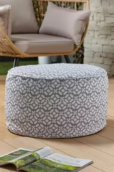 Image of Outdoor Geo Ottoman Pouffe - Grey