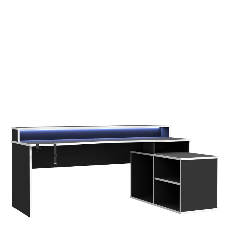Image of Furniture To Go Loadout Black Storage Gaming Desk 3 Shelves with Colour Changing LED Black unisex