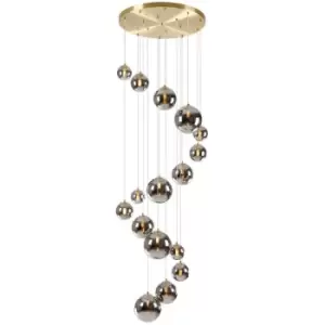 image of Luminosa Segal Ceiling Pendant, 16 Light G9, Satin Gold, Chrome Plated Glass