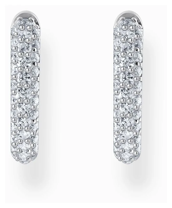 Image of THOMAS SABO Silver Pave CZ Creole Hoop Earrings