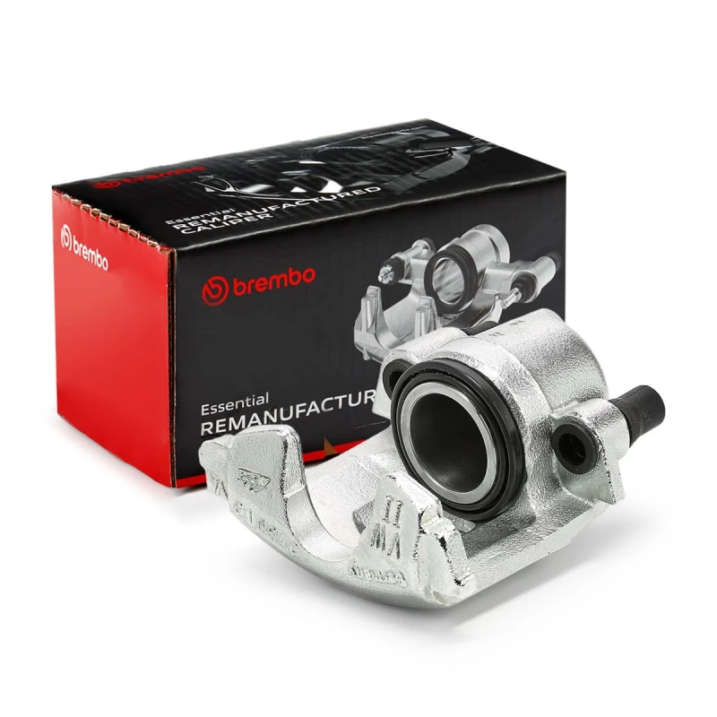 Image of BREMBO F 85 020 Brake caliper ESSENTIAL LINE Front Axle Left Grey Cast Iron Brake Caliper (78)
