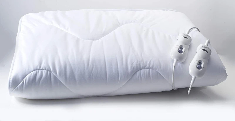 Image of Dyzi Slumberland King Size Electric Heated Mattress Topper Dual Control Under Blanket in Off-White Off-White Unisex King