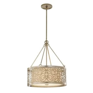 Image of 4 Light Cylindrical Ceiling Pendant Light Silver Leaf, E27
