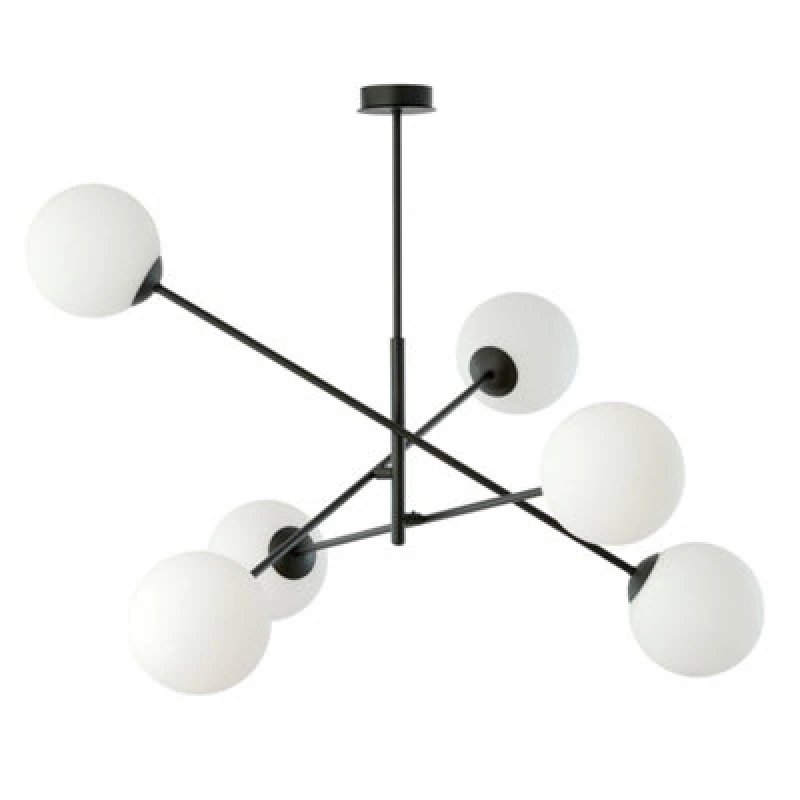 Image of Emibig Lighting Emibig Linear Pendant Lamp 6 X E14 Black With White Shade