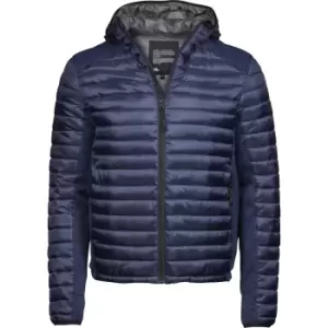 Image of Tee Jays Mens Crossover Hooded Padded Outdoor Jacket (L) (Navy/Navy Melange)