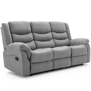 image of Seattle Fabric 3 Seater Manual Recliner Sofa - Grey