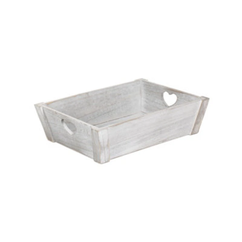 Image of Red Hamper Wb029 Wood Large Vintage Heart Cut Handle Wooden Tray