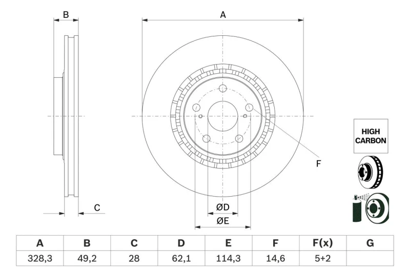 Image of Brake disc Bosch 0 986 479 G63