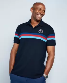 Image of Cotton Traders Mens Help For Heroes Short Sleeve Stripe Polo Shirt in Blue