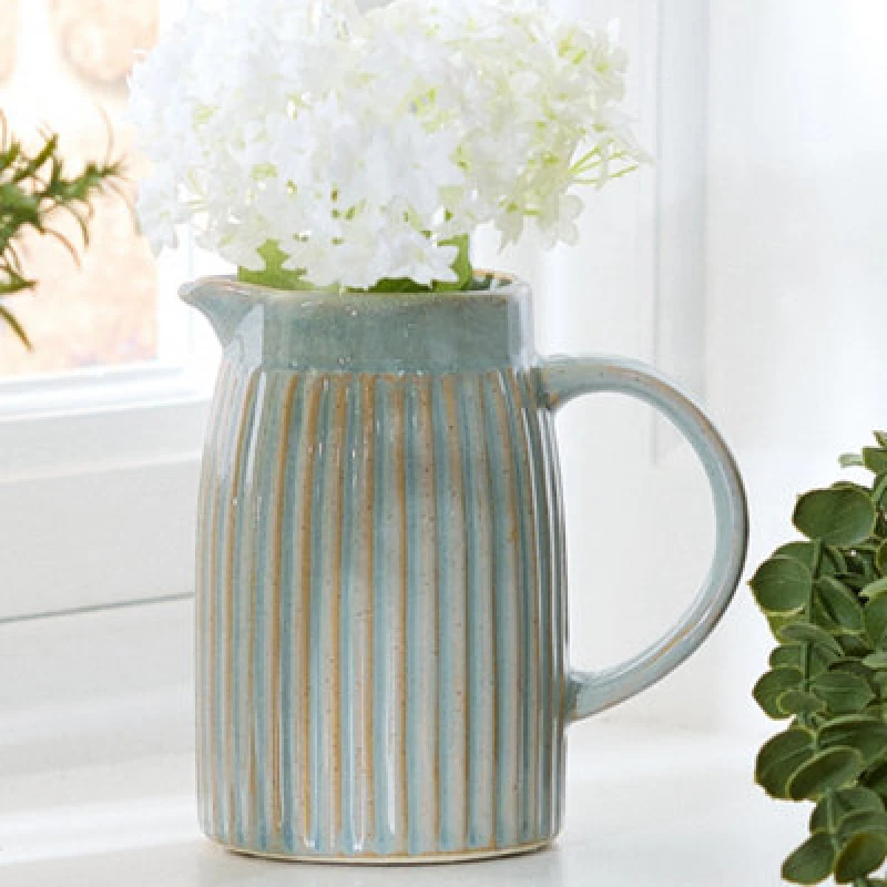 Image of Dibor Vintage Style Cream Pitcher Jug Home Decor Table Flower Vase in White Size: Large White Unisex Large