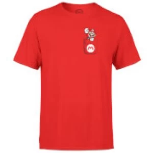 Image of Nintendo Super Mario Mario Pocket Print Mens Red T-Shirt - L - Red