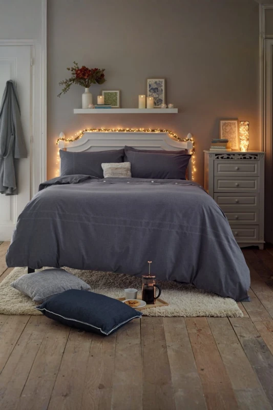 Image of Deyongs Deyongs Southwick Melange Look Duvet Cover Set - Soft & Breathable Bedding in Navy Size: Super King Navy Super King Unisex 5054990144317